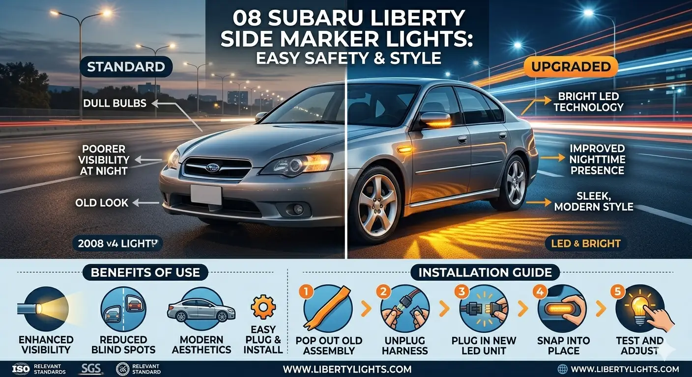 08 Subaru Liberty side marker lights installed on vehicle