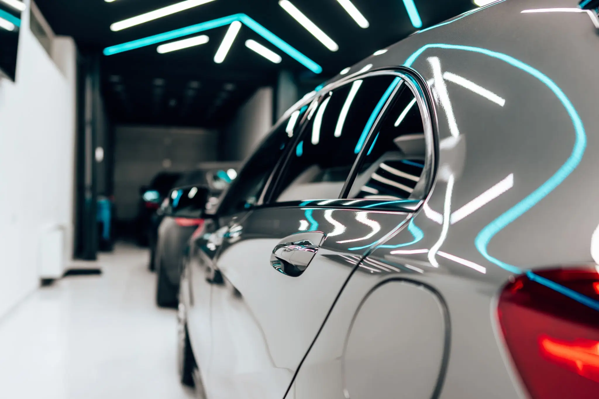 Car paintwork shining after professional cleaning