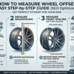 How do you measure offset on wheels using a tape measure and straight edge