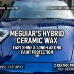 Meguiar's Hybrid Ceramic Wax being applied to a shiny vehicle
