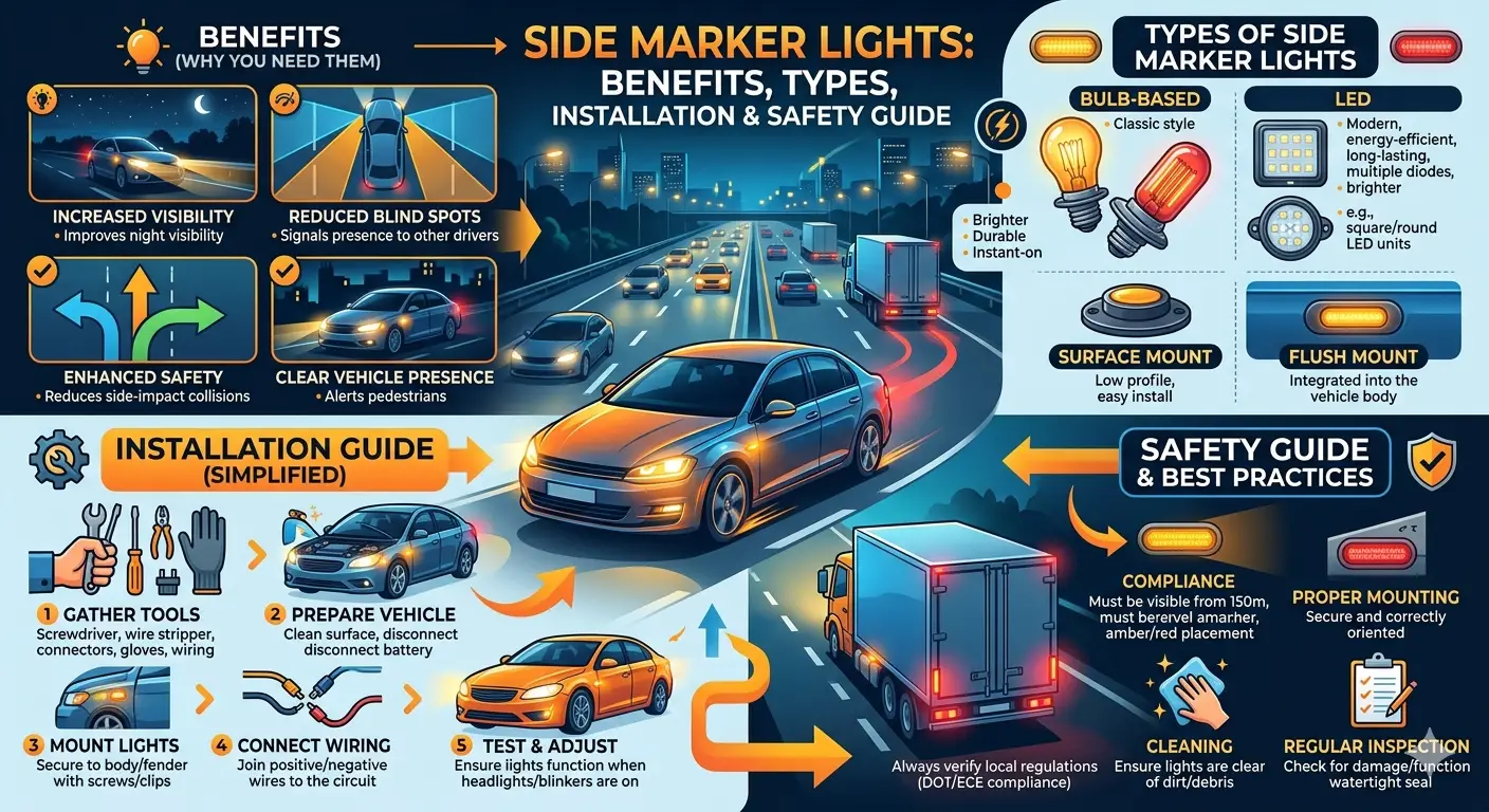 Bright Side Marker Lights installed on a modern vehicle